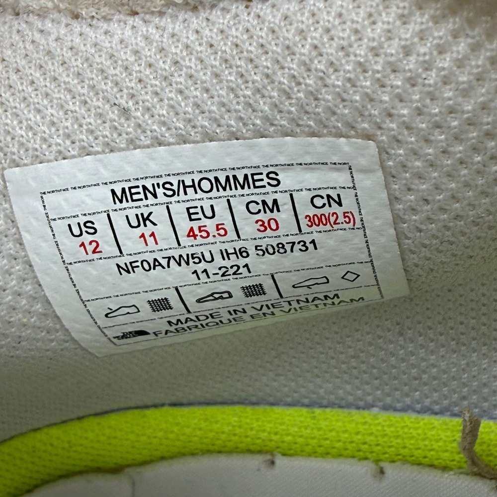 The North Face Oxeye Tech White/LED Yellow Trail Running Shoes NF0A7W5U Men's 12 - Picture 3 of 10